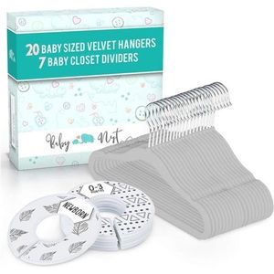 Baby Nest Designs 20x Baby Hangers for Closet with 7X Baby Closet Dividers